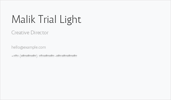 Malik Trial Light Business Card