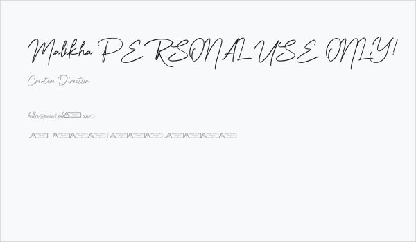 Malikha PERSONAL USE ONLY! Business Card