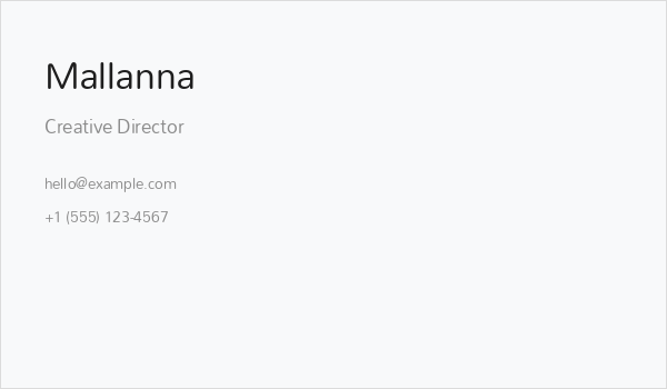 Mallanna Business Card