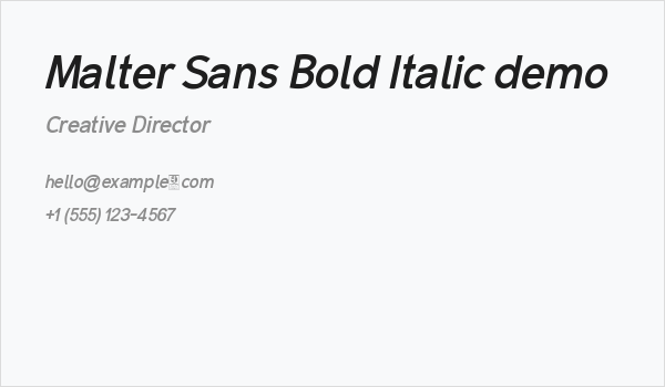 Malter Sans Bold Italic demo Business Card