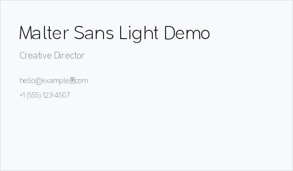 Malter Sans Light Demo Business Card