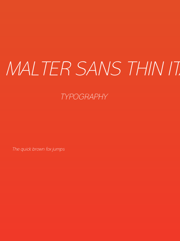 Malter Sans Thin Italic Demo Poster