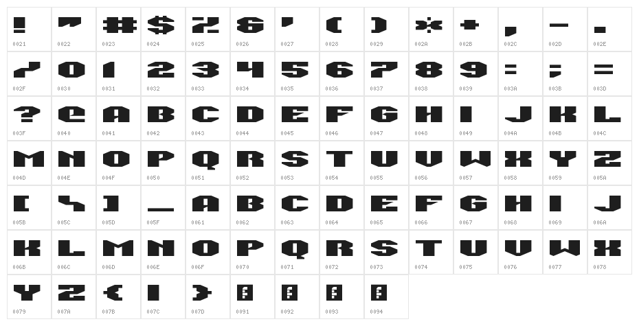 Man Flu Regular Character Map