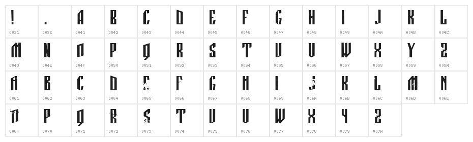 Manastirka  punjeno Character Map