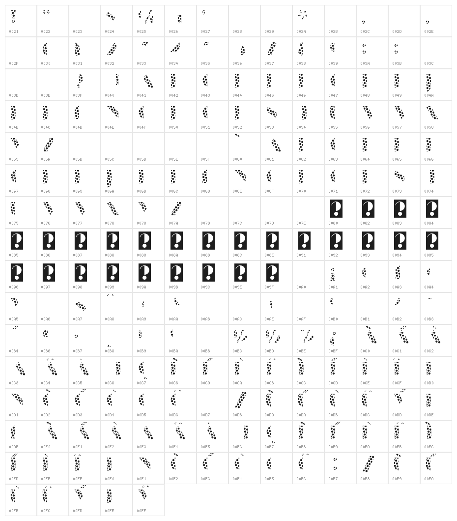 ManbowDots-Regular Character Map
