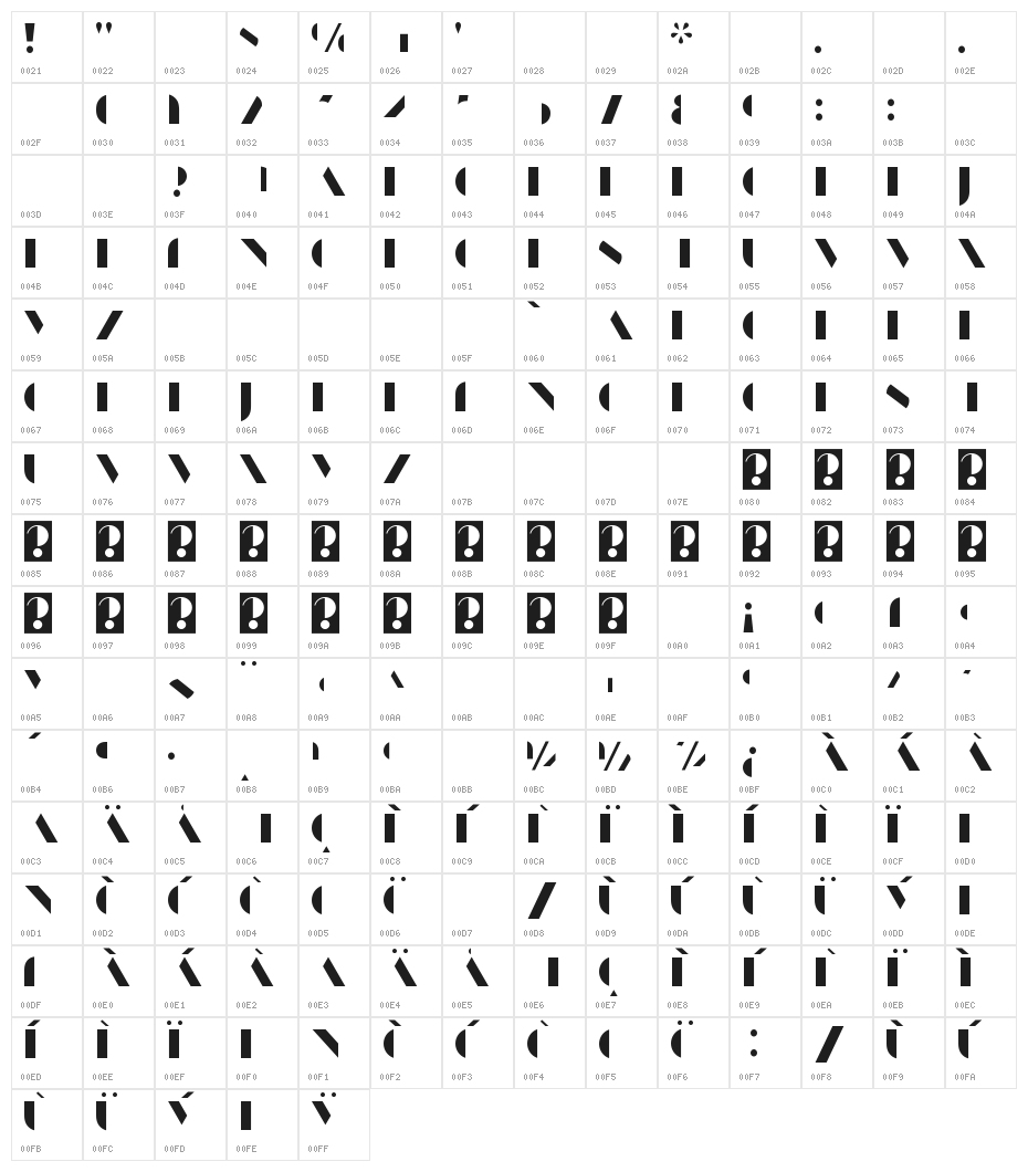 ManbowFill-Regular Character Map