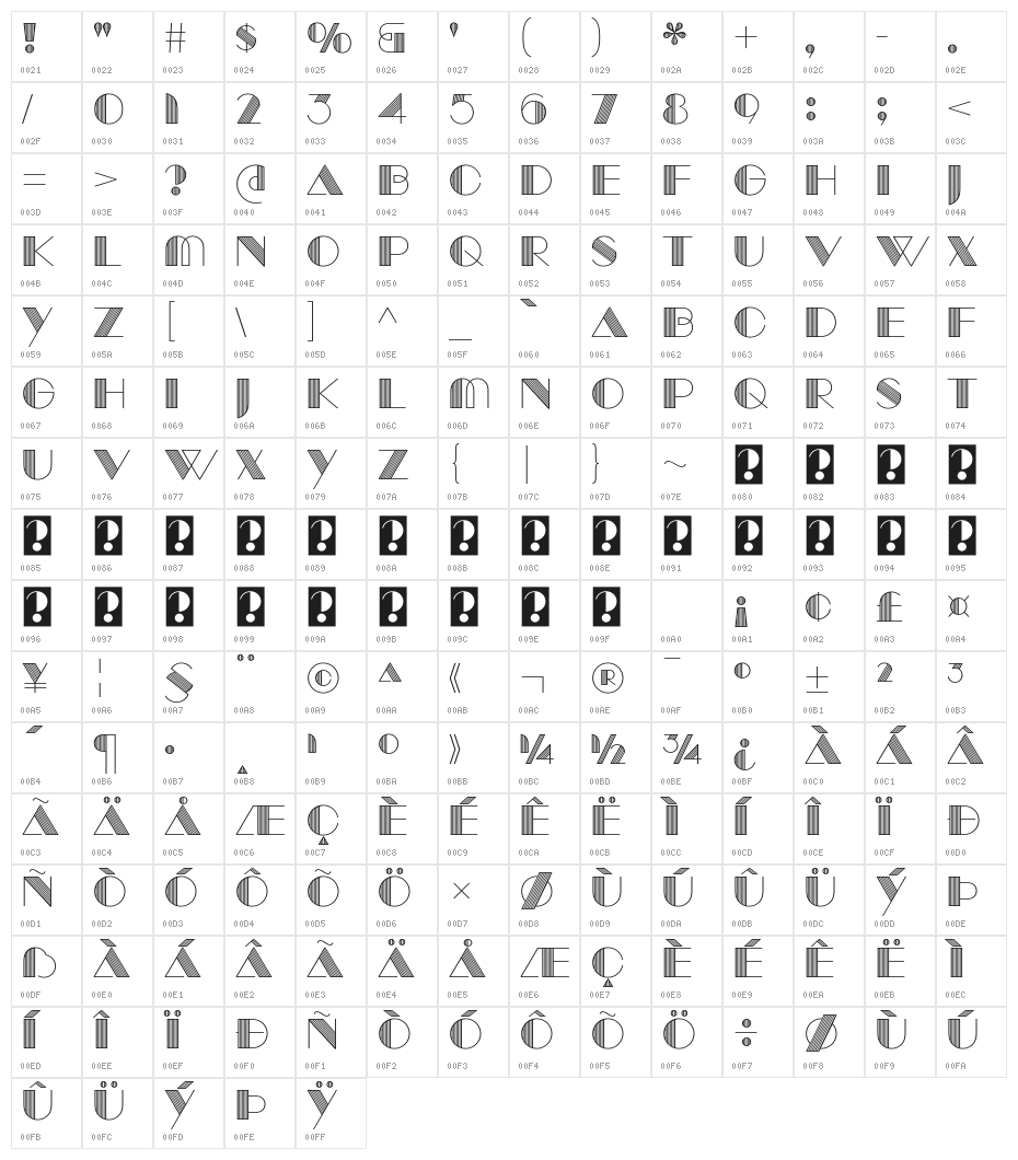 ManbowLines-Regular Character Map