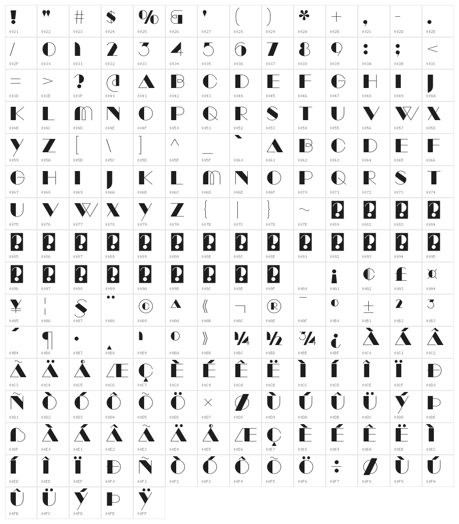 ManbowSolid-Regular Character Map
