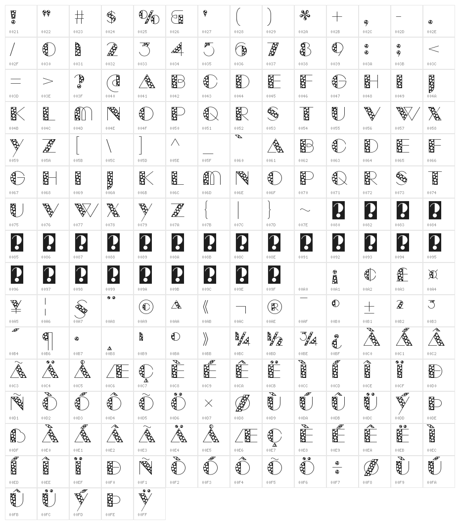 ManbowSpots-Regular Character Map