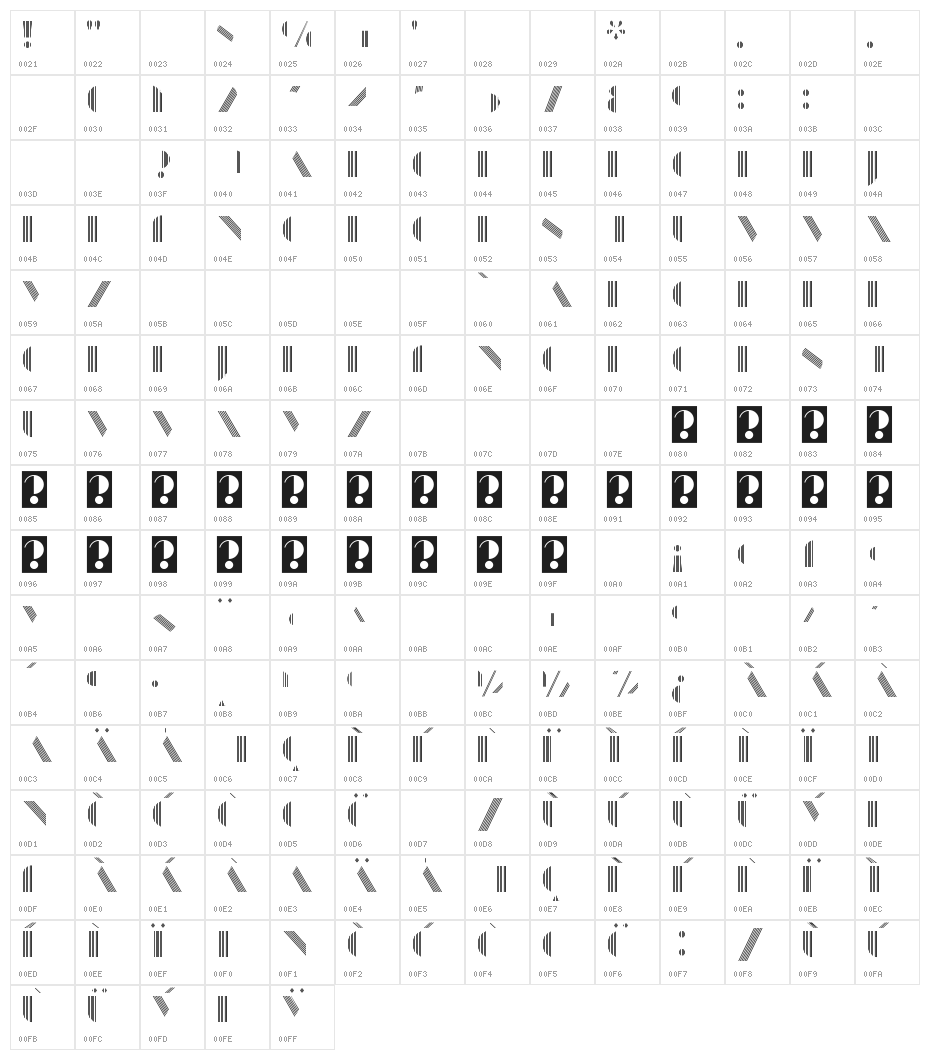 ManbowStripe-Regular Character Map