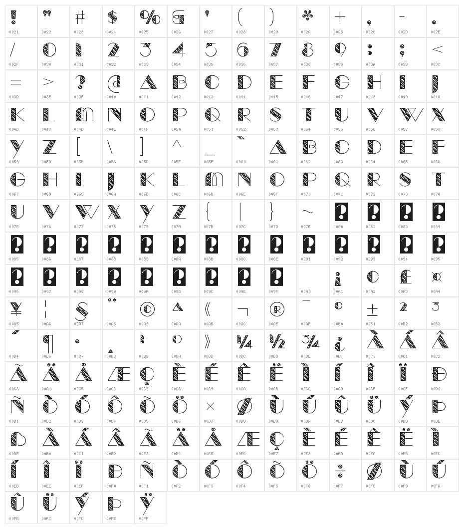 ManbowTone-Regular Character Map