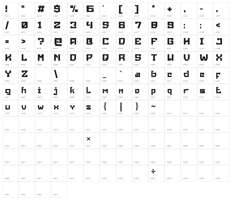 Mancha Bold Character Map