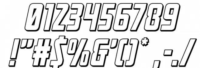 Mandalore 3D Italic Font OTHER CHARS