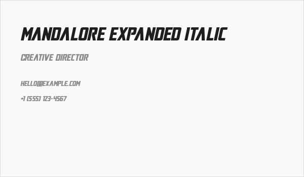 Mandalore Expanded Italic Business Card