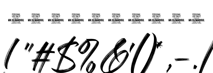Mandoul Brush PERSONAL USE ONLY Regular Font OTHER CHARS