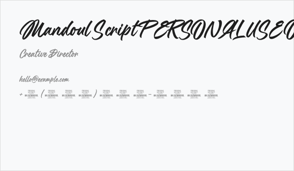 Mandoul Script PERSONAL USE ONLY Bold Business Card
