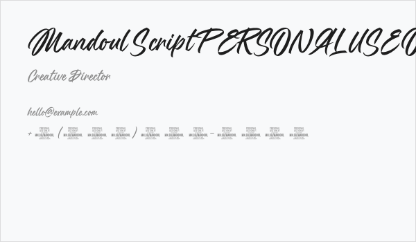 Mandoul Script PERSONAL USE ONLY Regular Business Card
