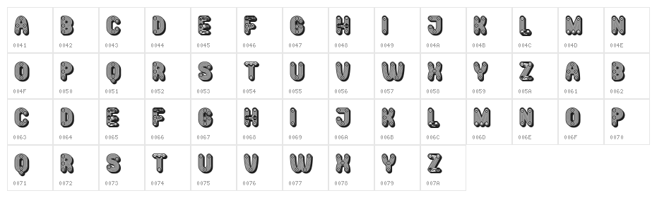 Mangalica Extravagant Black Regular Character Map