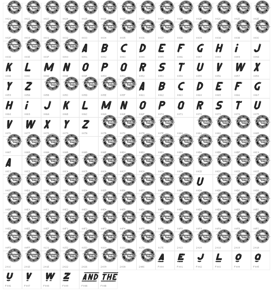 Mango Bite Demo Italic Character Map