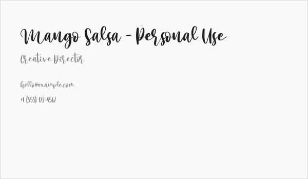 Mango Salsa - Personal Use Business Card