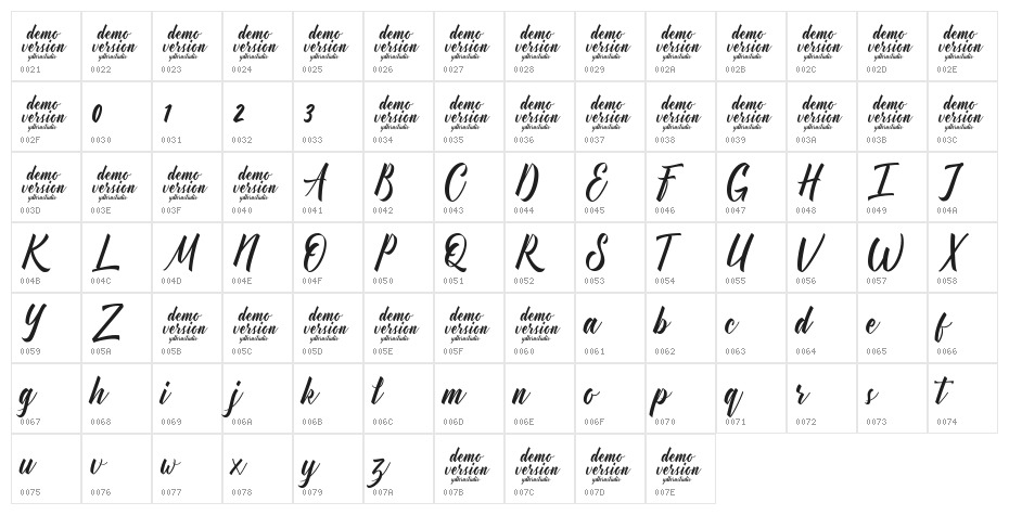 Manhattan Typeface Demo Character Map