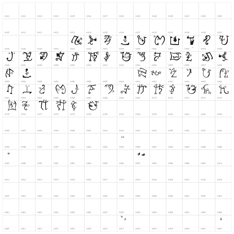 ManiaK Character Map