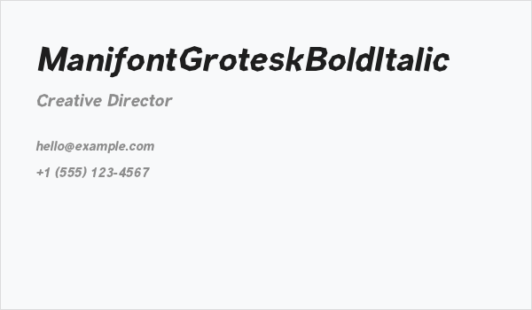 ManifontGroteskBoldItalic Business Card