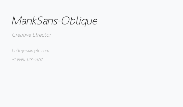MankSans-Oblique Business Card