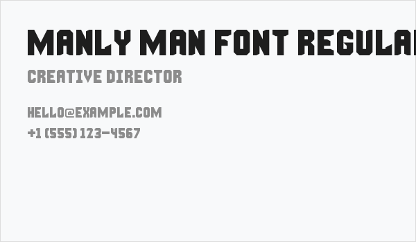 Manly Man Font Regular Business Card
