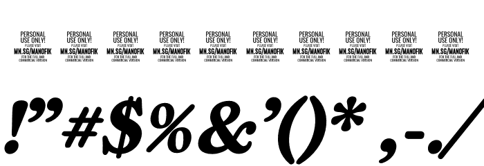 Manofik PERSONAL USE ONLY Bold Italic Font OTHER CHARS