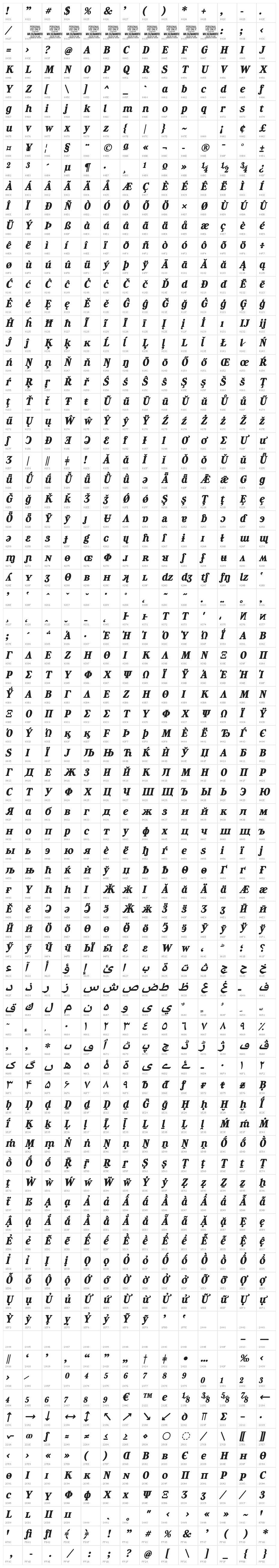 Manofik PERSONAL USE ONLY Bold Italic Character Map