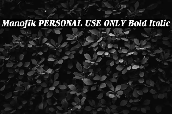Manofik PERSONAL USE ONLY Bold Italic Fonte examples
