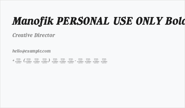 Manofik PERSONAL USE ONLY Bold Italic Business Card
