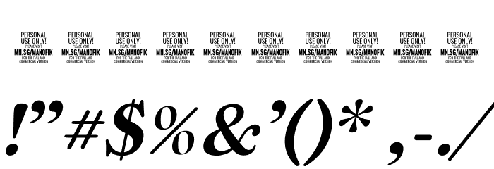 Manofik PERSONAL USE ONLY Italic Fonte OUTROS PERSONAGENS