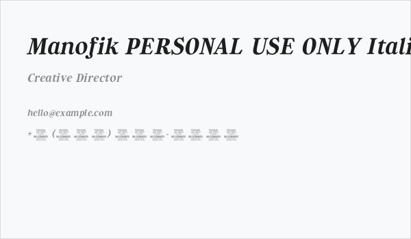 Manofik PERSONAL USE ONLY Italic Business Card