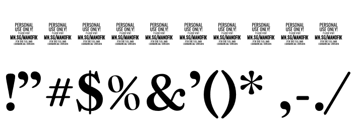 Manofik PERSONAL USE ONLY Regular Font OTHER CHARS