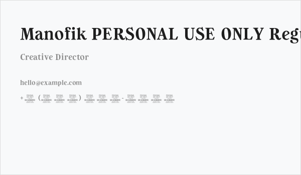 Manofik PERSONAL USE ONLY Regular Business Card