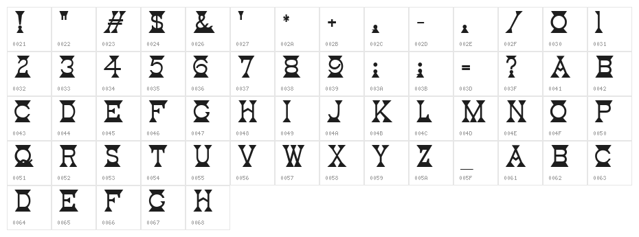 Mantel Regular Character Map