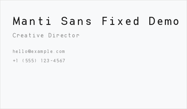 Manti Sans Fixed Demo Business Card