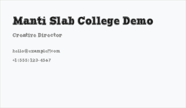 Manti Slab College Demo Business Card