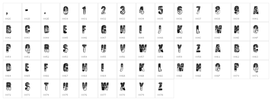 Manuscrit Regular Character Map