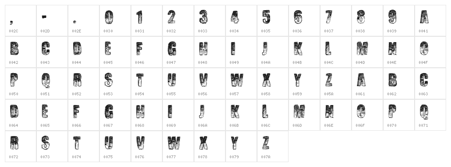 Manuscrit Regular Character Map