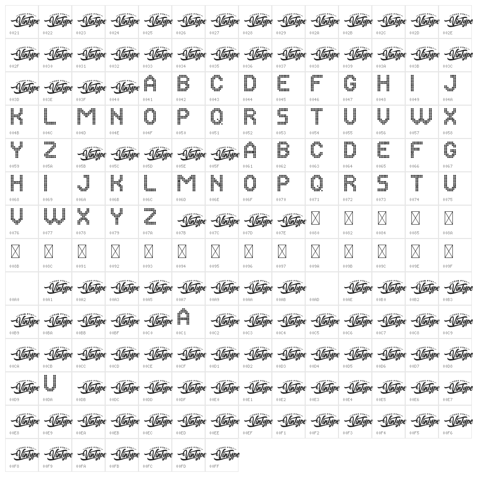 Many Dots Demo Character Map