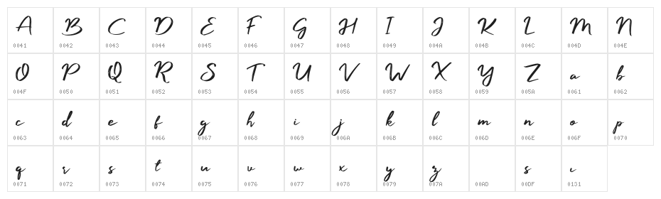 ManylandFree-Regular Character Map