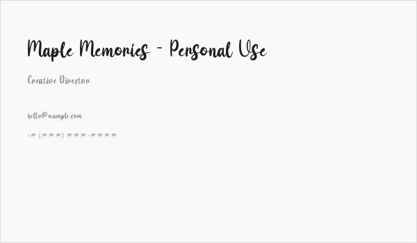 Maple Memories - Personal Use Business Card