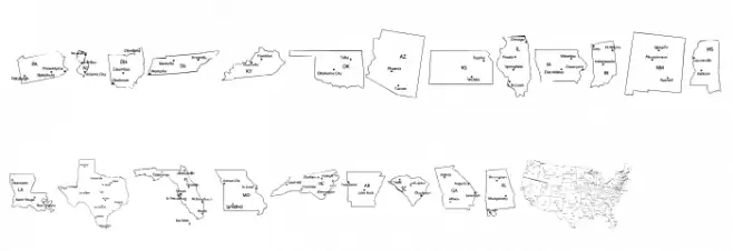 Maps of USA 字体 小写