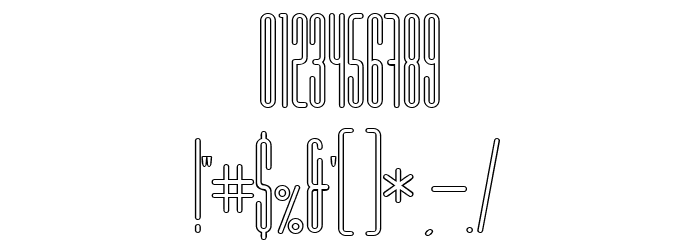 Marbellya Condensed Outline Font OTHER CHARS