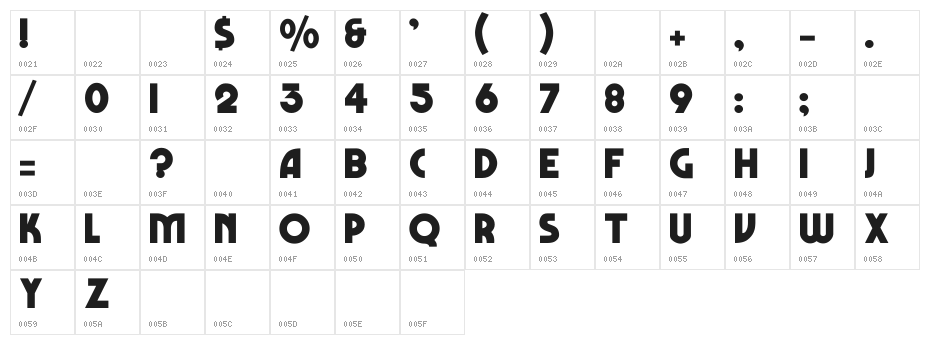 Marbolo-Normal Character Map