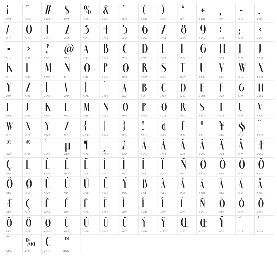 MarbreSans-Bold Character Map
