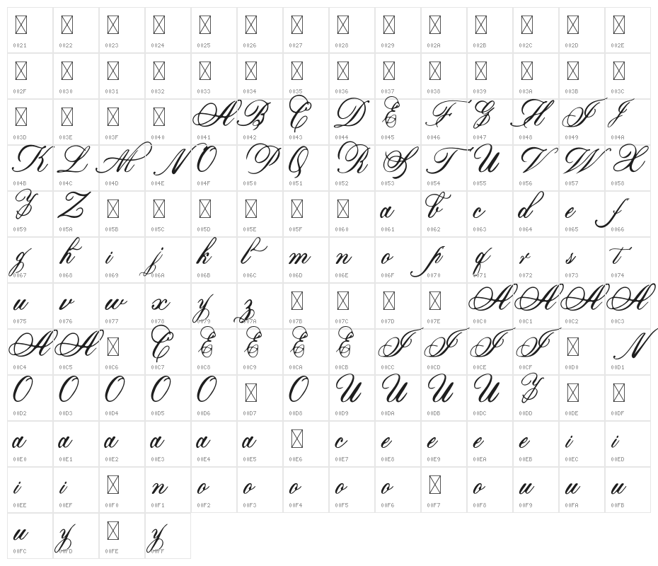 Marcellines Character Map